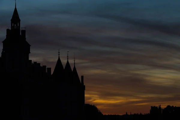 Paisagens Noturnas Cidade Conciergeriel Rio Sena Paris — Fotografia de Stock