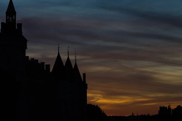 Paisagens Noturnas Cidade Conciergeriel Rio Sena Paris — Fotografia de Stock