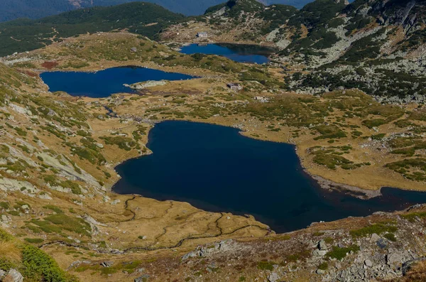 A view of Bliznaka (The Twin), Trilistnika (The Trefoil) and Ribnoto (The Fish) lake, RIla mountain, Autumn 2018