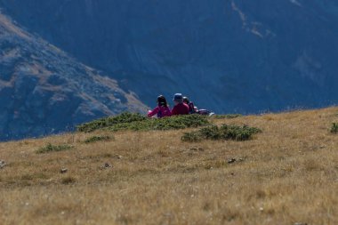 Yürüyüşçüler Rila dağ - Rila Yedi Göller, Bulgaristan