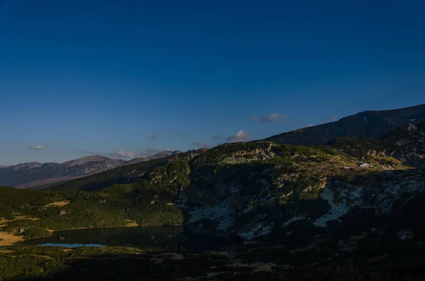 Lake Dolnoto ezero (The Lower lake) - one of a group of glacial lakes in the northwestern Rila Mountains in Bulgaria. Autumn 2018