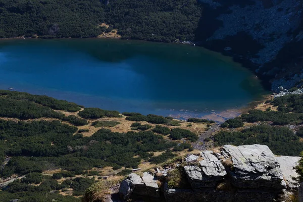Lake Dolnoto ezero (The Lower lake) - one of a group of glacial lakes in the northwestern Rila Mountains in Bulgaria. Autumn 2018