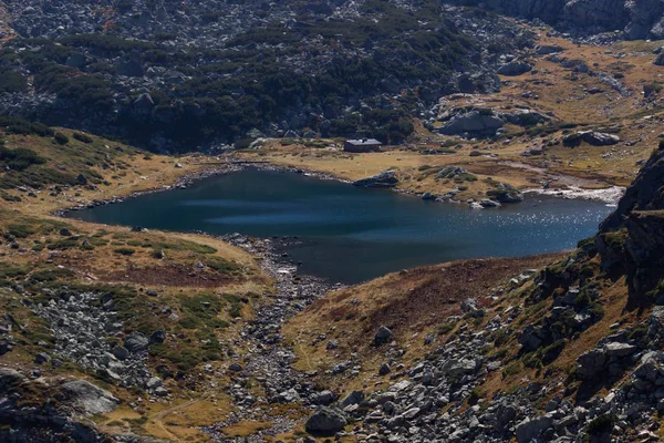 Una Vista Del Lago Trilistnika Trefoil Montaña Rila Otoño 2018 —  Fotos de Stock