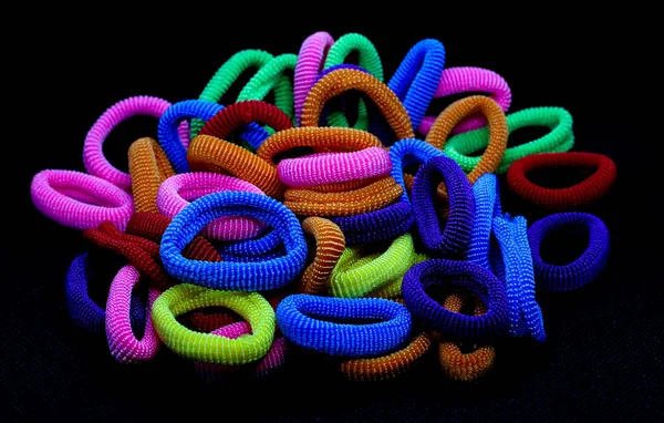 Kleurrijke Stapel Kinderen Textiel Haarbanden — Stockfoto