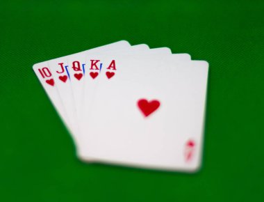 Poker eli: Royal Flush - bir el oluşan bir as, Kral, Kraliçe, Jack ve aynı türden 10.