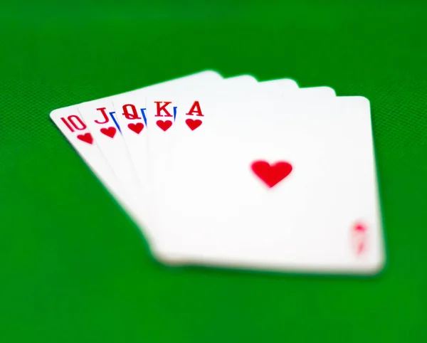 Poker Eli Royal Flush Bir Oluşan Bir Kral Kraliçe Jack — Stok fotoğraf