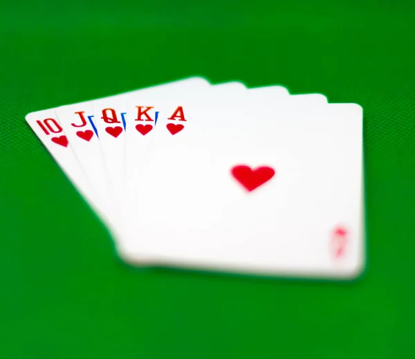 Poker Eli Royal Flush Bir Oluşan Bir Kral Kraliçe Jack — Stok fotoğraf