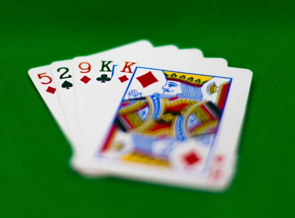 Poker Eli Çift Aynı Değerde Iki Kart Artı Bir Daha — Stok fotoğraf