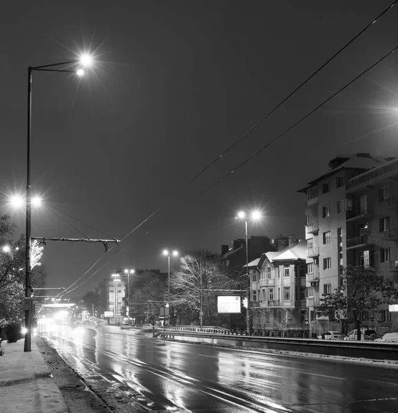 Sofia Bulgaria 2019 Città Nella Notte Inverno Eagle Bridge Orlov — Foto Stock