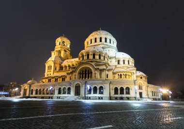 Sofia at night: The St. Alexander Nevsky Cathedral (Bulgarian: - 