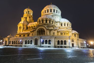 Sofia at night: The St. Alexander Nevsky Cathedral (Bulgarian: - 