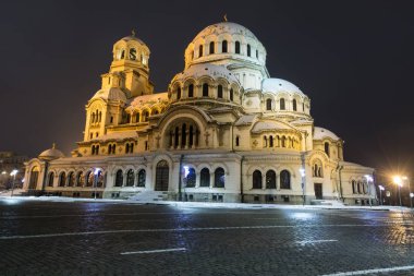 Sofia at night: The St. Alexander Nevsky Cathedral (Bulgarian: - 