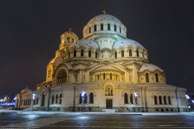 Sofia at night: The St. Alexander Nevsky Cathedral (Bulgarian: - 