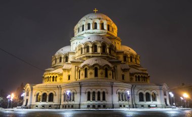 Sofia at night: The St. Alexander Nevsky Cathedral (Bulgarian: - 