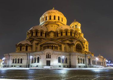 Sofia at night: The St. Alexander Nevsky Cathedral (Bulgarian: - 