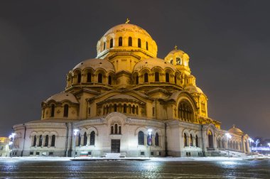 Sofia at night: The St. Alexander Nevsky Cathedral (Bulgarian: - 