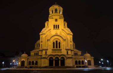 Sofia at night: The St. Alexander Nevsky Cathedral (Bulgarian: - 