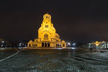 Sofia at night: The St. Alexander Nevsky Cathedral (Bulgarian: - 