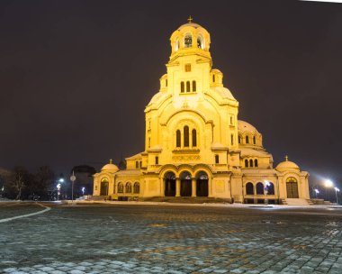 Sofia at night: The St. Alexander Nevsky Cathedral (Bulgarian: - 