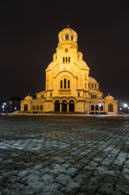 Sofia at night: The St. Alexander Nevsky Cathedral (Bulgarian: - 
