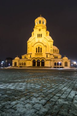 Sofia at night: The St. Alexander Nevsky Cathedral (Bulgarian: - 