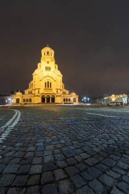 Sofia at night: The St. Alexander Nevsky Cathedral (Bulgarian: - 