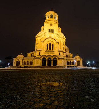 Sofia at night: The St. Alexander Nevsky Cathedral (Bulgarian: - 