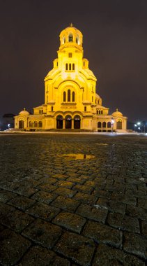 Sofia at night: The St. Alexander Nevsky Cathedral (Bulgarian: - 