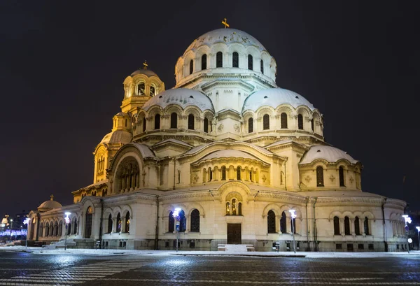 Sofia at night: The St. Alexander Nevsky Cathedral (Bulgarian: - 