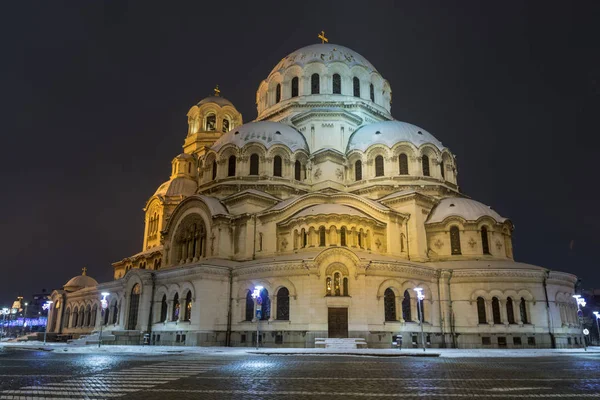 Sofia at night: The St. Alexander Nevsky Cathedral (Bulgarian: - 