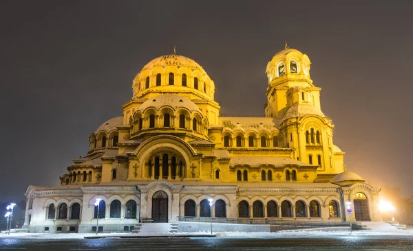 Sofia Natten Alexander Nevsky Cathedral Bulgariska Hram Pametnik Sveti Aleksandar — Stockfoto