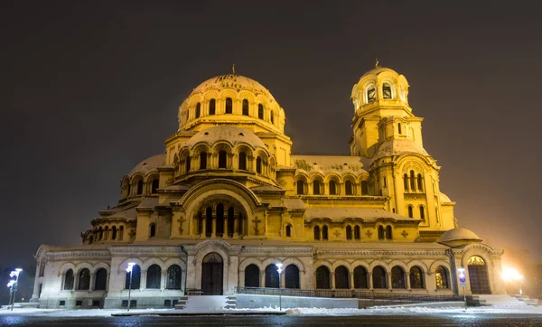 Sofia Noite Catedral São Alexandre Nevsky Búlgaro Hram Pametnik Sveti — Fotografia de Stock