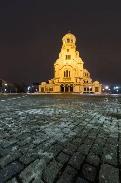 Sofia Night Alexander Nevsky Cathedral Bulgarian Hram Pametnik Sveti Aleksandar — Stockfoto