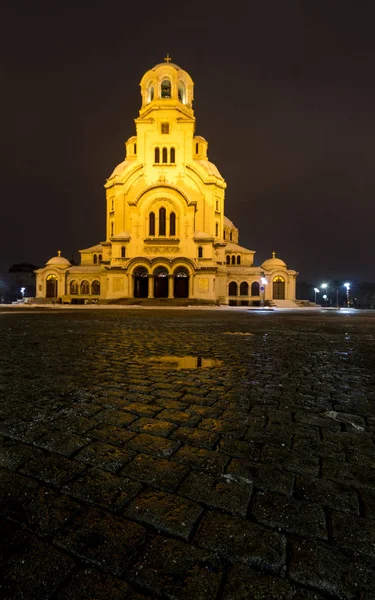 Sofia Night Alexander Nevsky Cathedral Bulgarian Hram Pametnik Sveti Aleksandar — Zdjęcie stockowe