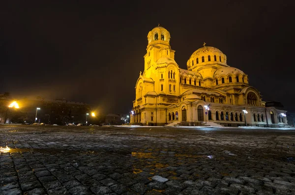 Sofia Night Alexander Nevsky Cathedral Bulgarian Hram Pametnik Sveti Aleksandar — Stockfoto