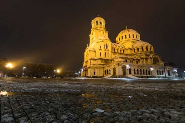 Sofia Night Alexander Nevsky Cathedral Bulgarian Hram Pametnik Sveti Aleksandar — Stockfoto