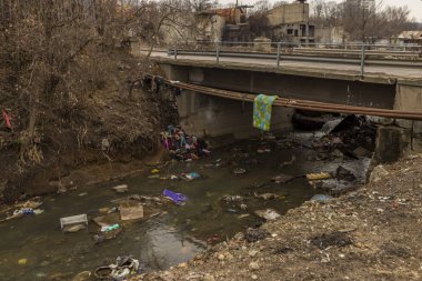 Sofia, Bulgaristan - 02/07/2019: roman (Çingene) getto, 