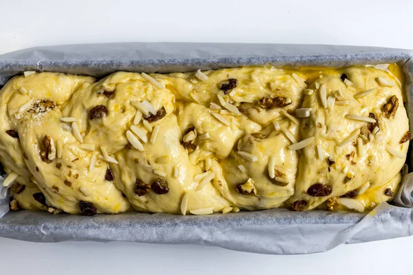 Preparation of home made kozunak (a type of Stollen, or sweet leavened bread, traditional to Romania and Bulgaria)  and Easter eggs