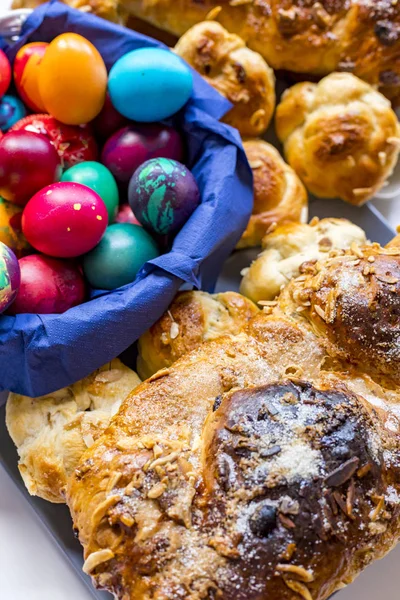 Preparação Kozunak Feito Casa Tipo Pão Roubado Levedado Doce Tradicional — Fotografia de Stock