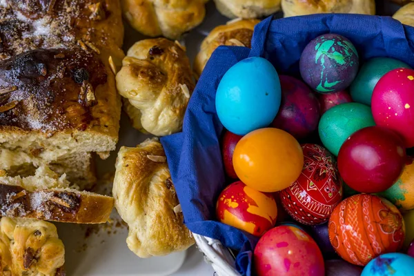 Preparação Kozunak Feito Casa Tipo Pão Roubado Levedado Doce Tradicional — Fotografia de Stock