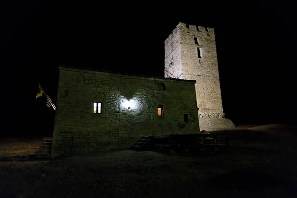 Torre Bizantina Noite Nea Fokea Grécia — Fotografia de Stock