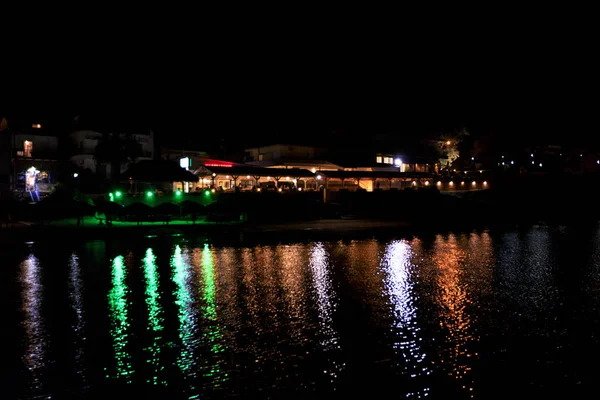 Torre Bizantina Por Noche Nea Fokea Grecia —  Fotos de Stock