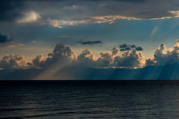 Sunrise Mount Athos Heavy Summer Rain — Stock Photo, Image