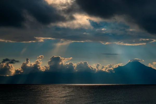 Sunrise Mount Athos Heavy Summer Rain — Stock Photo, Image