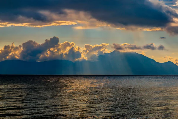 Sunrise Mount Athos Heavy Summer Rain — Stock Photo, Image