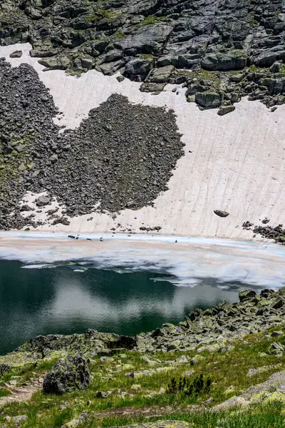 Ледовое Озеро Одно Озер Мусала Гора Рила Болгария 2020 — стоковое фото