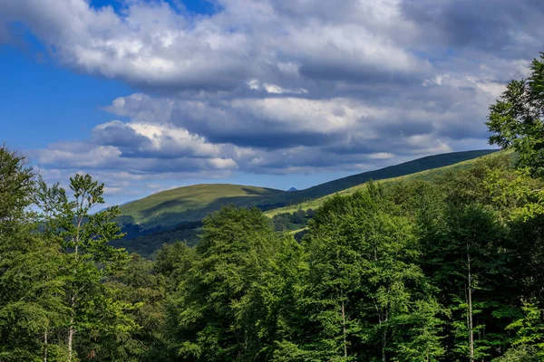 风景从Beklemeto山口 也称为Troyan山口 它是位于保加利亚巴尔干山脉 Stara Planina 的山口 — 图库照片