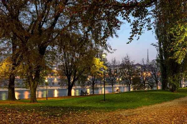 Turin Parco Del Valentino Och River Med Utsikt Över Mole — Stockfoto