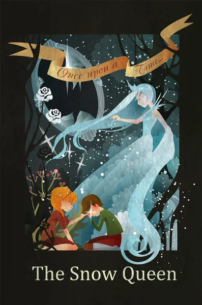 雪皇后 凯和格尔达童话插图 — 图库矢量图片