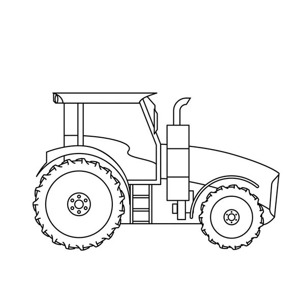 Medelstora Traktor Line Art Stil Vektorillustration Traktor Som Isolerade Tunga — Stock vektor